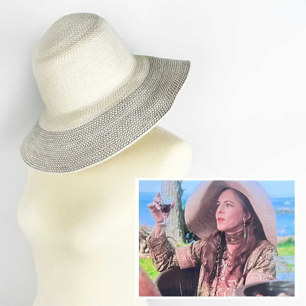 J Crew cotton blend woven sun hat packable travel beach beige tan off white M/L - Picture 3 of 3